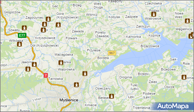 mapa Borzęta, Borzęta na mapie Targeo