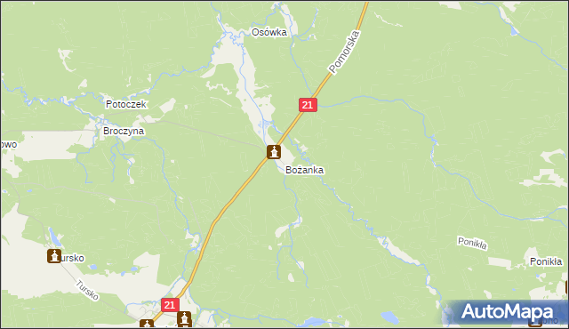 mapa Bożanka, Bożanka na mapie Targeo