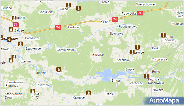 mapa Bożydar gmina Kluki, Bożydar gmina Kluki na mapie Targeo