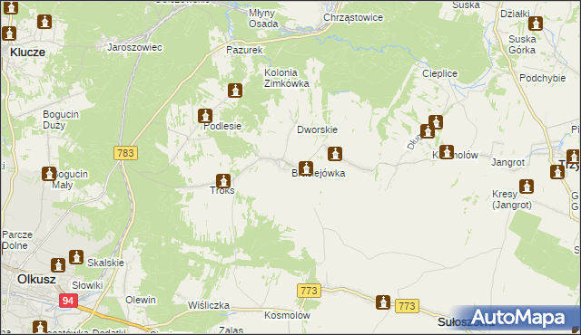 mapa Braciejówka, Braciejówka na mapie Targeo