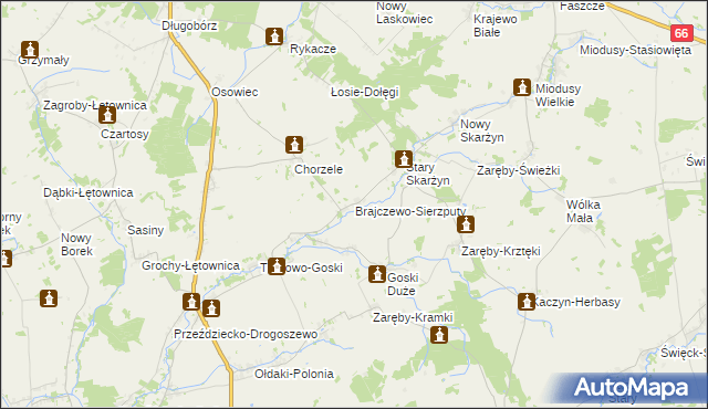 mapa Brajczewo-Sierzputy, Brajczewo-Sierzputy na mapie Targeo