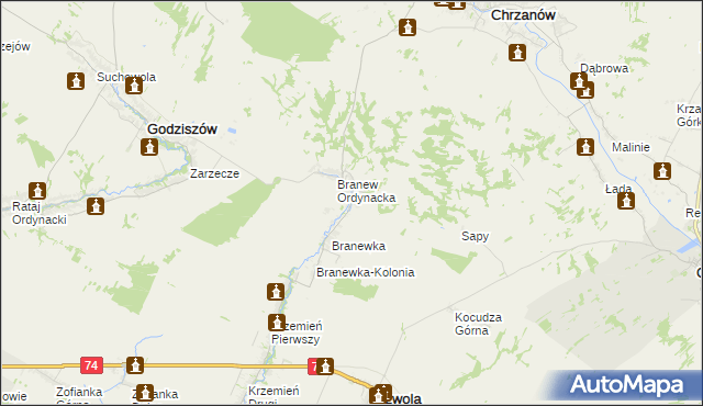 mapa Branew Szlachecka, Branew Szlachecka na mapie Targeo