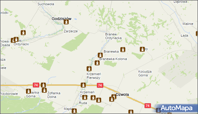 mapa Branewka-Kolonia, Branewka-Kolonia na mapie Targeo