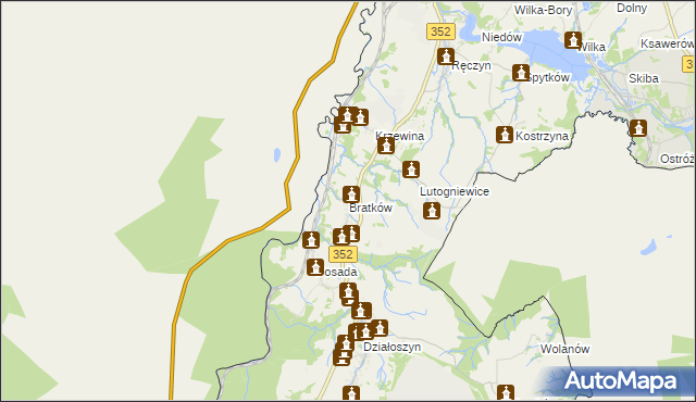 mapa Bratków gmina Bogatynia, Bratków gmina Bogatynia na mapie Targeo