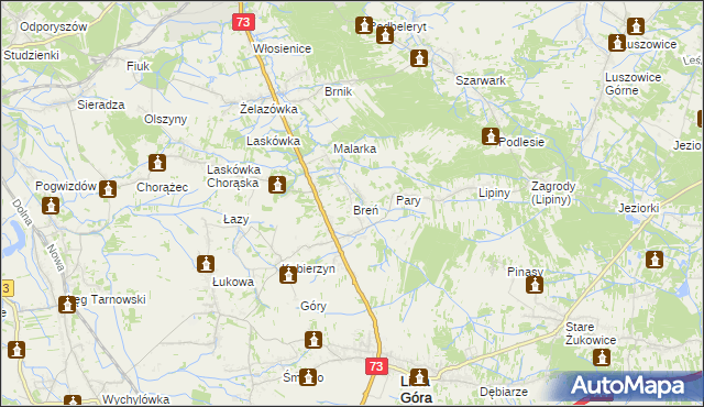 mapa Breń gmina Lisia Góra, Breń gmina Lisia Góra na mapie Targeo