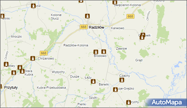 mapa Brodowo gmina Radziłów, Brodowo gmina Radziłów na mapie Targeo