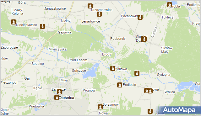 mapa Brody Duże gmina Oleśnica, Brody Duże gmina Oleśnica na mapie Targeo