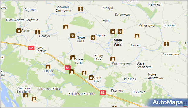 mapa Brody Małe gmina Mała Wieś, Brody Małe gmina Mała Wieś na mapie Targeo