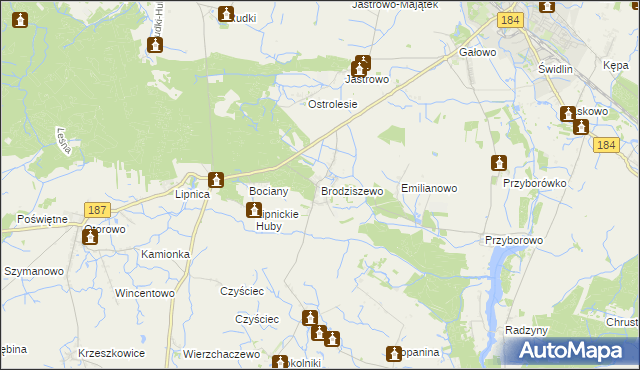 mapa Brodziszewo, Brodziszewo na mapie Targeo