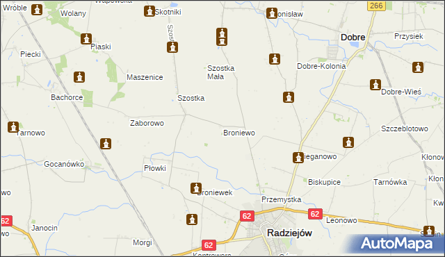 mapa Broniewo gmina Radziejów, Broniewo gmina Radziejów na mapie Targeo