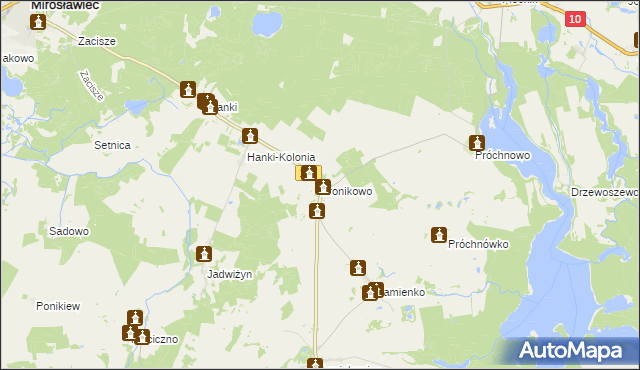 mapa Bronikowo gmina Mirosławiec, Bronikowo gmina Mirosławiec na mapie Targeo