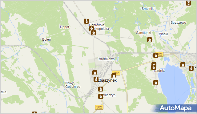 mapa Bronikowo gmina Zbąszynek, Bronikowo gmina Zbąszynek na mapie Targeo