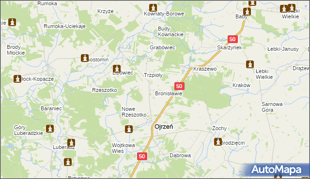 mapa Bronisławie, Bronisławie na mapie Targeo