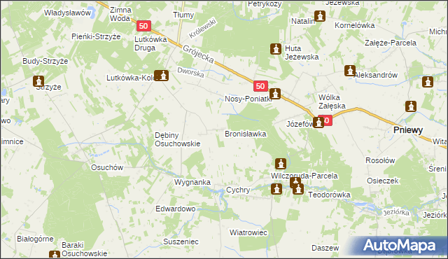 mapa Bronisławka gmina Mszczonów, Bronisławka gmina Mszczonów na mapie Targeo