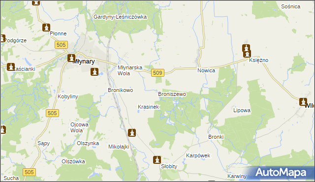 mapa Broniszewo gmina Młynary, Broniszewo gmina Młynary na mapie Targeo