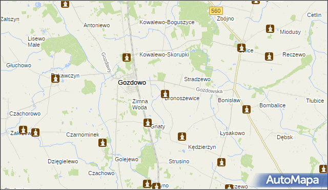 mapa Bronoszewice, Bronoszewice na mapie Targeo