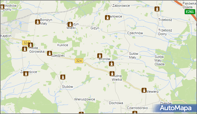 mapa Bronów gmina Góra, Bronów gmina Góra na mapie Targeo