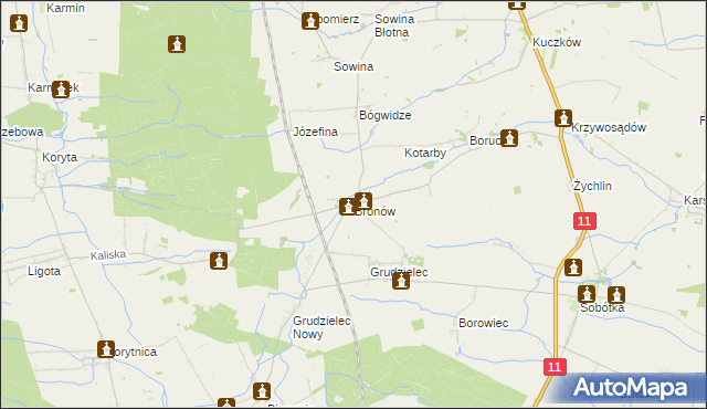 mapa Bronów gmina Pleszew, Bronów gmina Pleszew na mapie Targeo