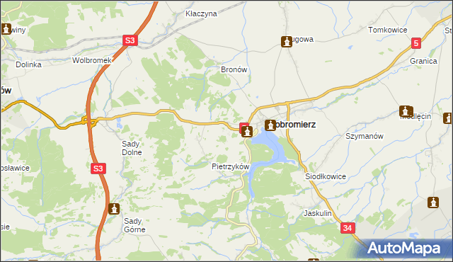 mapa Bronówek gmina Dobromierz, Bronówek gmina Dobromierz na mapie Targeo