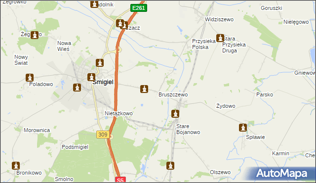 mapa Bruszczewo, Bruszczewo na mapie Targeo