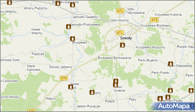 mapa Bruszewo-Borkowizna, Bruszewo-Borkowizna na mapie Targeo