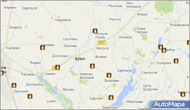 mapa Brylewo gmina Bytoń, Brylewo gmina Bytoń na mapie Targeo