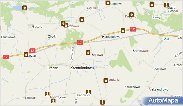 mapa Brylewo gmina Krzemieniewo, Brylewo gmina Krzemieniewo na mapie Targeo