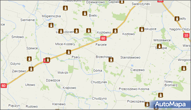 mapa Brzechowo, Brzechowo na mapie Targeo