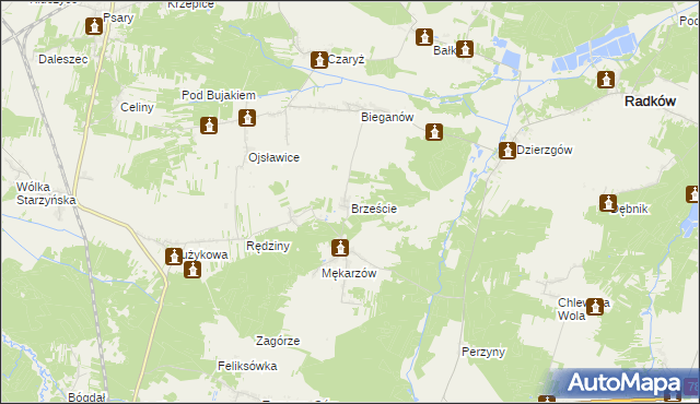 mapa Brzeście gmina Radków, Brzeście gmina Radków na mapie Targeo