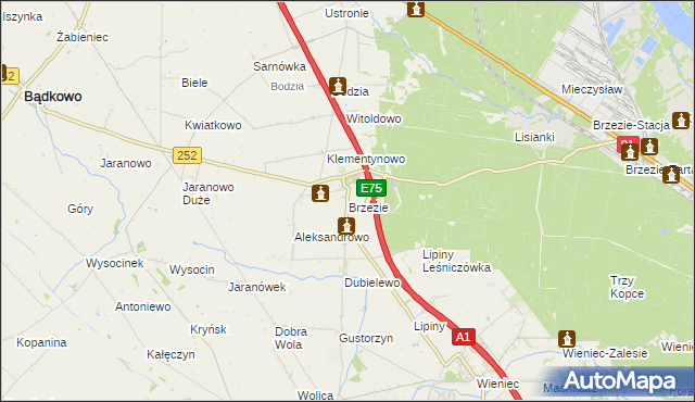 mapa Brzezie gmina Brześć Kujawski, Brzezie gmina Brześć Kujawski na mapie Targeo