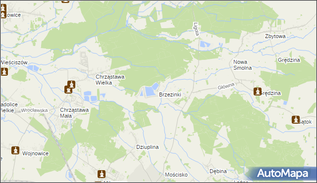 mapa Brzezinki gmina Jelcz-Laskowice, Brzezinki gmina Jelcz-Laskowice na mapie Targeo