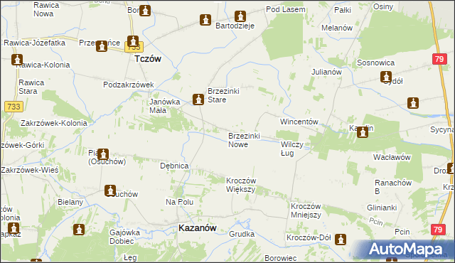 mapa Brzezinki Nowe, Brzezinki Nowe na mapie Targeo