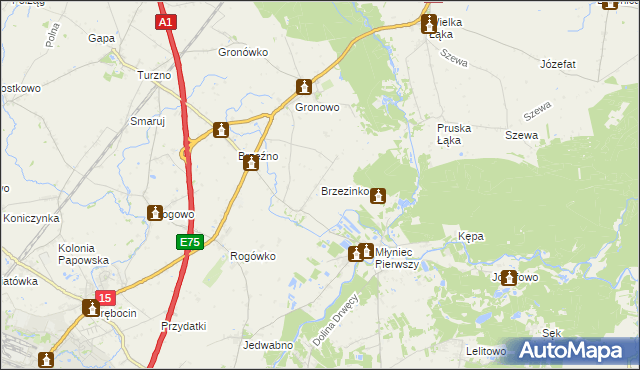 mapa Brzezinko, Brzezinko na mapie Targeo