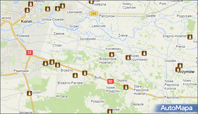 mapa Brzezińskie Holendry, Brzezińskie Holendry na mapie Targeo