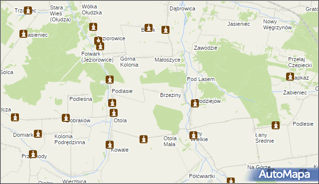 mapa Brzeziny gmina Żarnowiec, Brzeziny gmina Żarnowiec na mapie Targeo