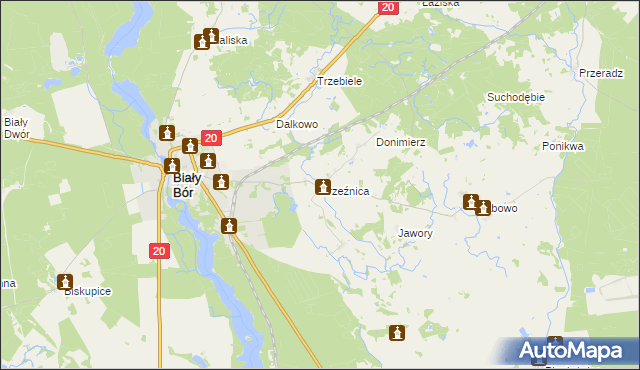 mapa Brzeźnica gmina Biały Bór, Brzeźnica gmina Biały Bór na mapie Targeo