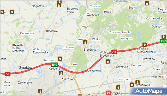 mapa Brzeźnica gmina Dębica, Brzeźnica gmina Dębica na mapie Targeo