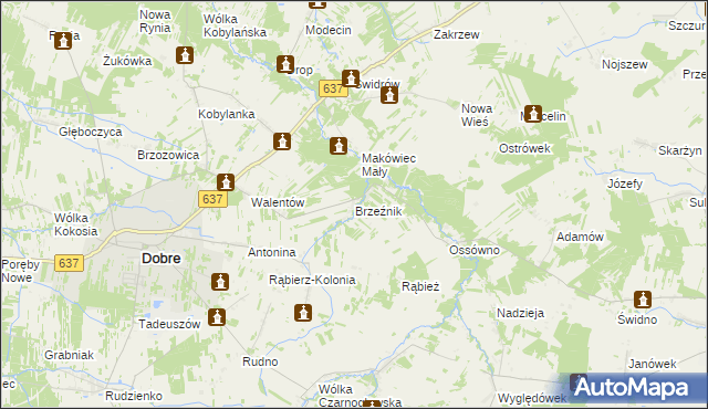 mapa Brzeźnik gmina Wierzbno, Brzeźnik gmina Wierzbno na mapie Targeo