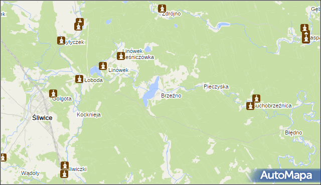 mapa Brzeźno gmina Śliwice, Brzeźno gmina Śliwice na mapie Targeo