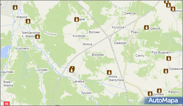 mapa Brzostek gmina Szczekociny, Brzostek gmina Szczekociny na mapie Targeo