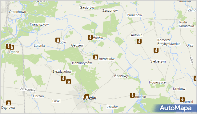 mapa Brzóstków, Brzóstków na mapie Targeo