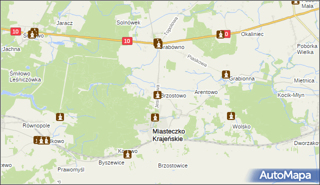 mapa Brzostowo gmina Miasteczko Krajeńskie, Brzostowo gmina Miasteczko Krajeńskie na mapie Targeo