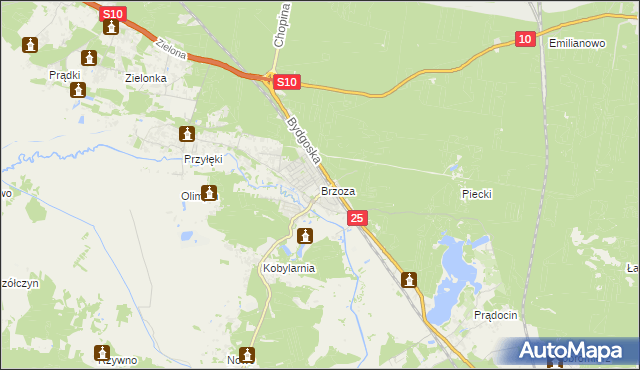 mapa Brzoza gmina Nowa Wieś Wielka, Brzoza gmina Nowa Wieś Wielka na mapie Targeo