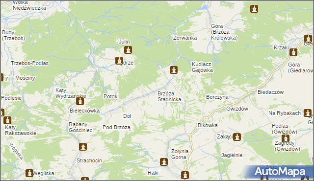 mapa Brzóza Stadnicka, Brzóza Stadnicka na mapie Targeo