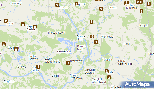 mapa Brzóze Małe, Brzóze Małe na mapie Targeo