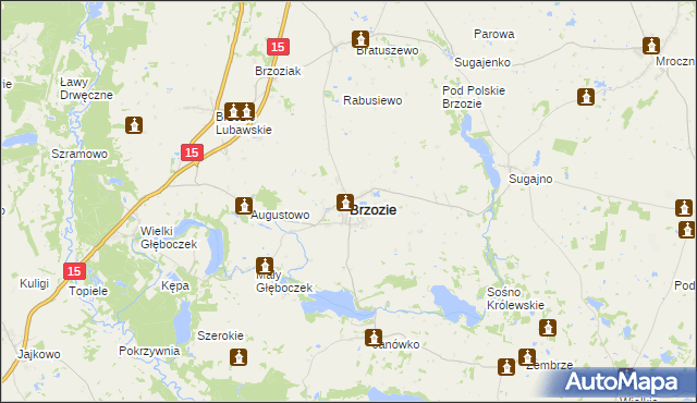 mapa Brzozie powiat brodnicki, Brzozie powiat brodnicki na mapie Targeo