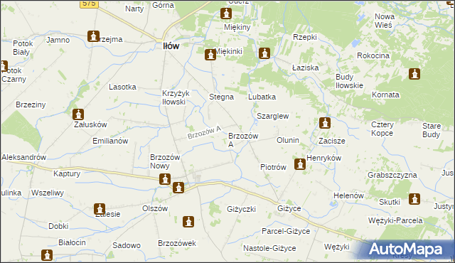 mapa Brzozów A, Brzozów A na mapie Targeo