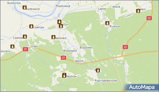 mapa Brzozowa gmina Krzeszyce, Brzozowa gmina Krzeszyce na mapie Targeo