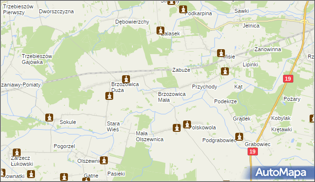 mapa Brzozowica Mała, Brzozowica Mała na mapie Targeo