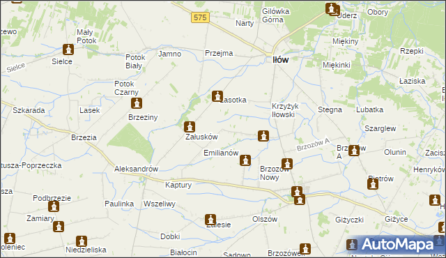 mapa Brzozowiec gmina Iłów, Brzozowiec gmina Iłów na mapie Targeo